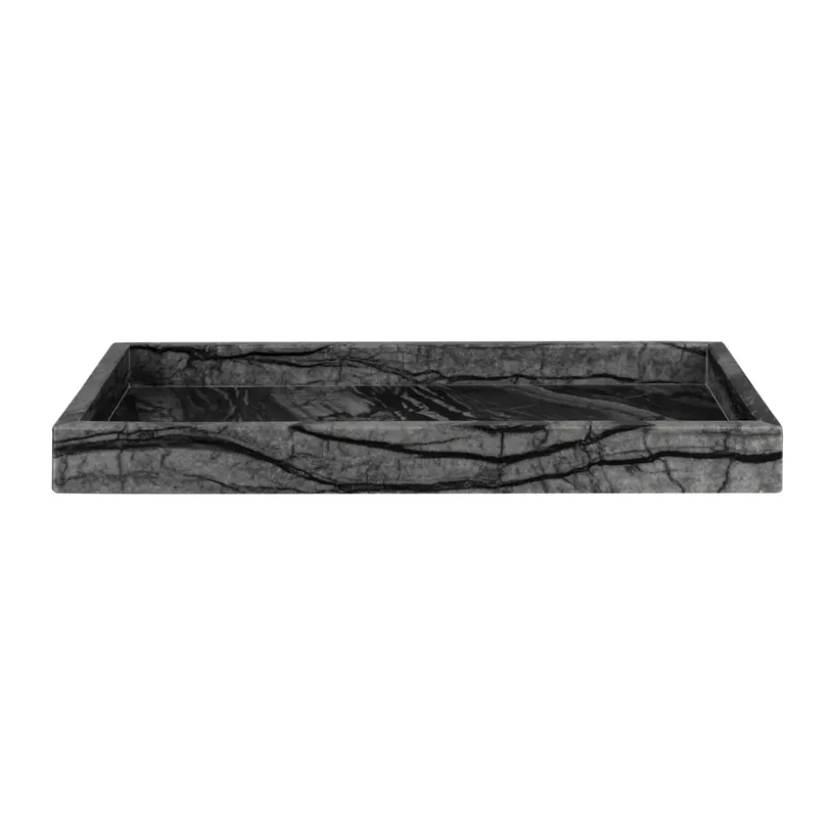 Bandeja decorativa Marble 16x31 cm, Negro-gris