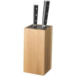 Bloque para cuchillos Kini cuadrado de acacia, 23,5 × 10,7 × 10,7 cm