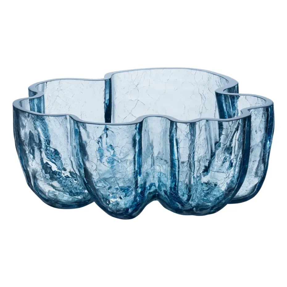 Bol Crackle 10,5 cm, Vidrio circular (Azul)