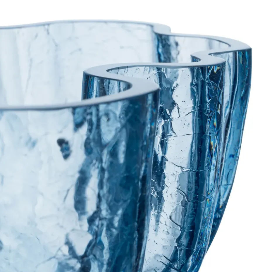 Bol Crackle 10,5 cm, Vidrio circular (Azul)