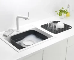 Bol para fregar a mano con bandeja de secado Sinkside 34x37 cm, gris oscuro