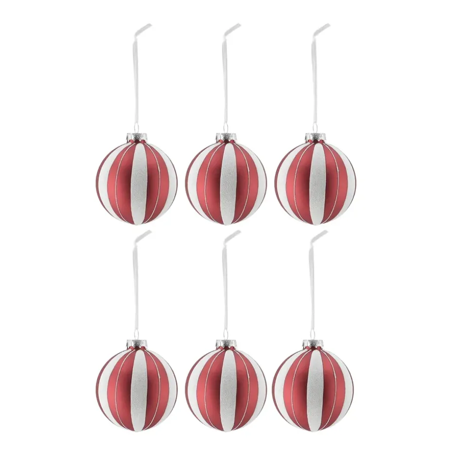 Bolas de Navidad Tradition 6 unidades, Rojo/blanco