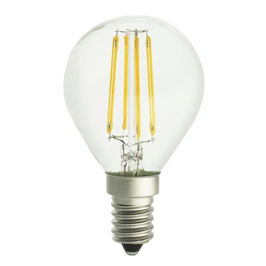 Bombilla E14 LED globo, transparente
