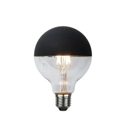 Bombilla Glob LED, Transparente, parte superior espejada negra, e27, 2,8w e27, 4w