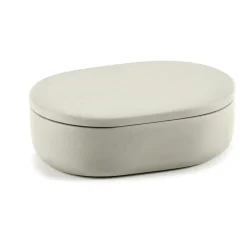 Bote de almacenaje ovalado con tapa Cose S 3,3x10,2 cm, Beige