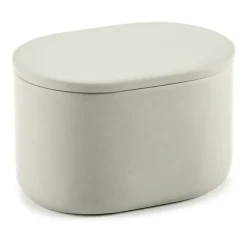 Bote de almacenaje ovalado con tapa Cose alto 6,5x10,2 cm, Beige