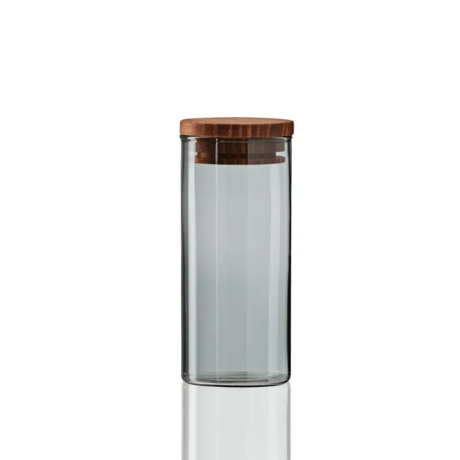 Bote de cristal con tapa madera Raw, mini