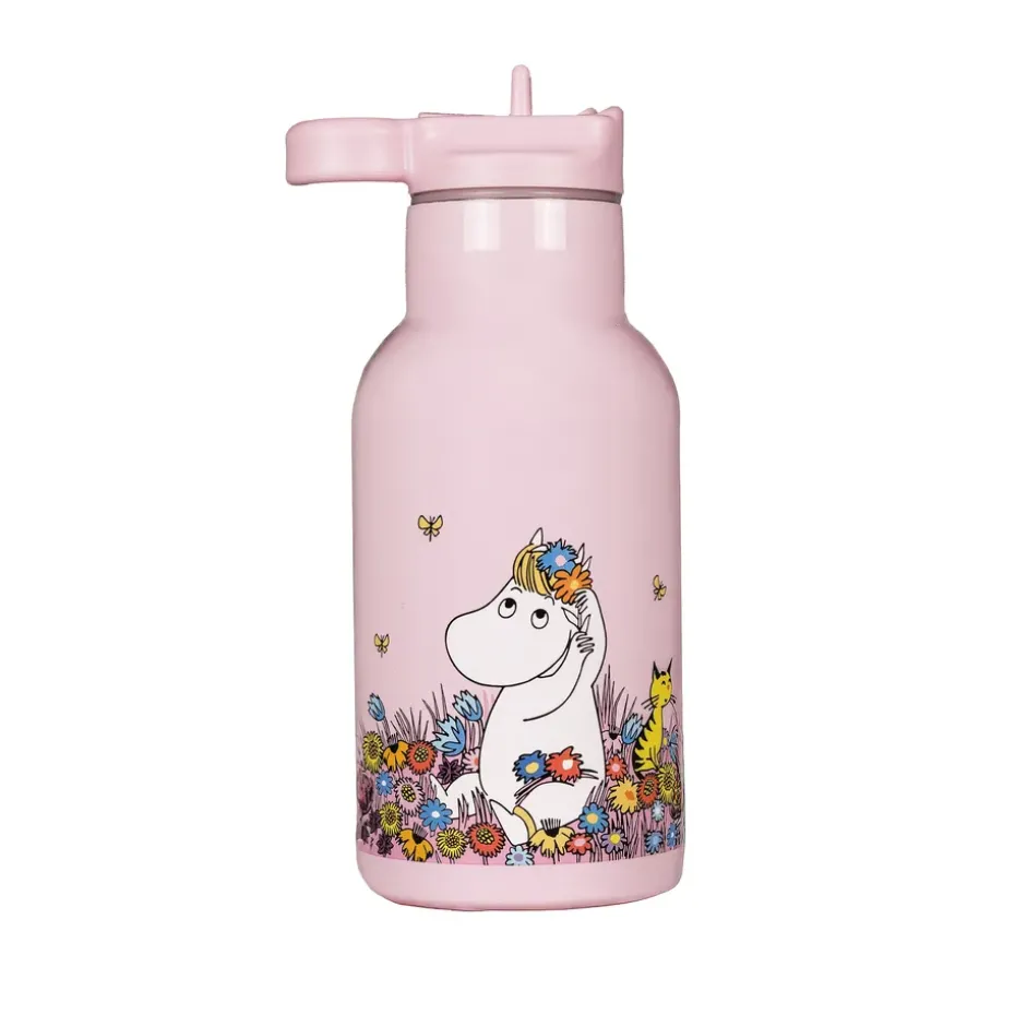 Botella de agua Moomin Meadow 34 cl, Rosa