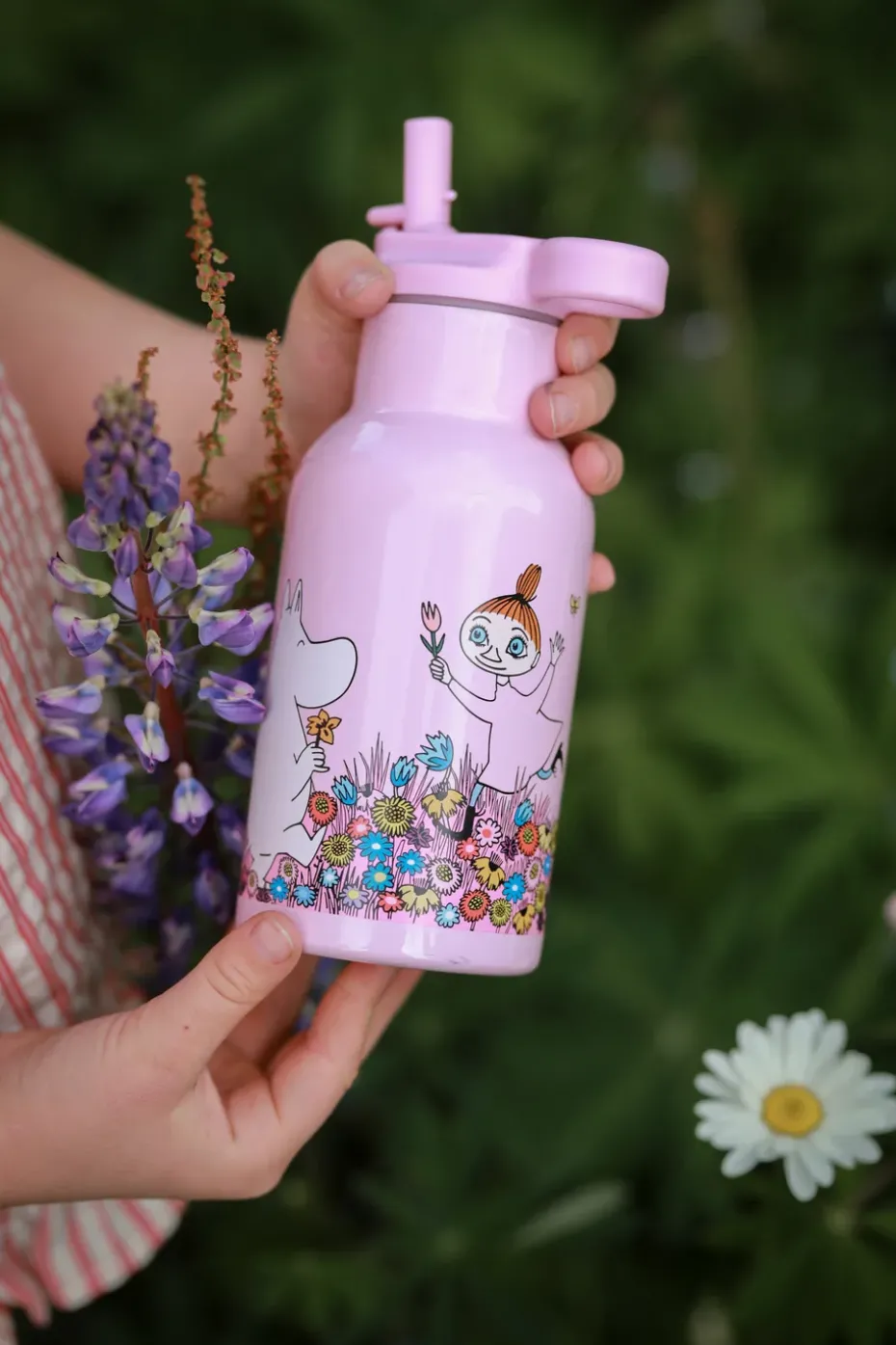 Botella de agua Moomin Meadow 34 cl, Rosa