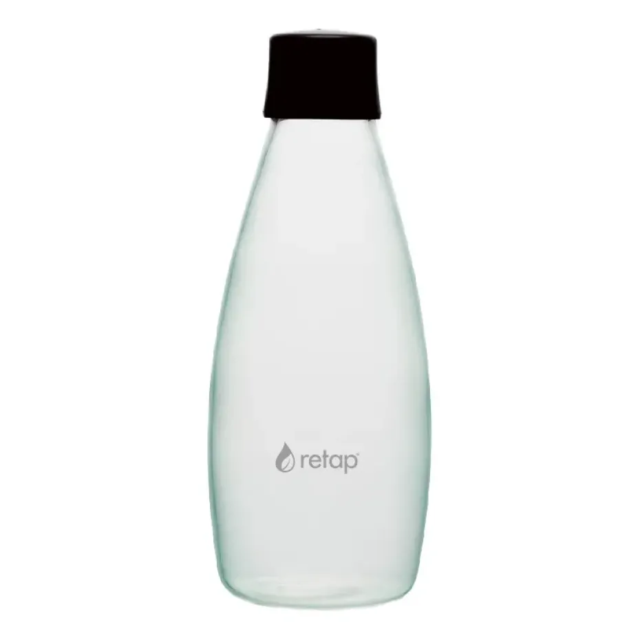 Botella de vidrio Retap Go 08 tapón de rosca 80 cl, Black