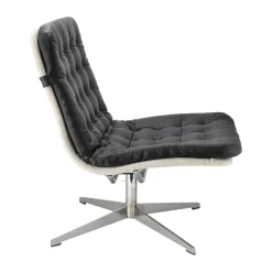 Butaca Loholm con función giratoria, Cuero negro-Bern Beige 0341