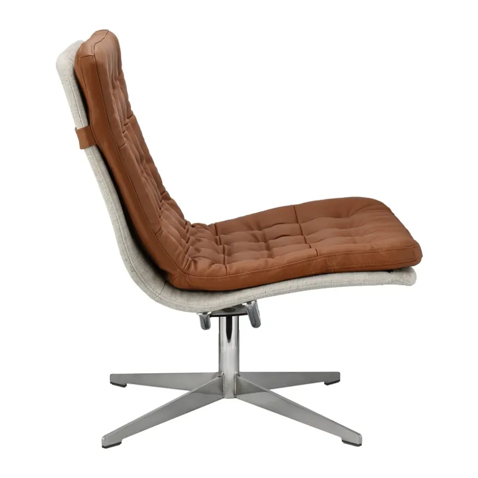Butaca Loholm con función giratoria, Cuero coñac-Bern Beige 0341