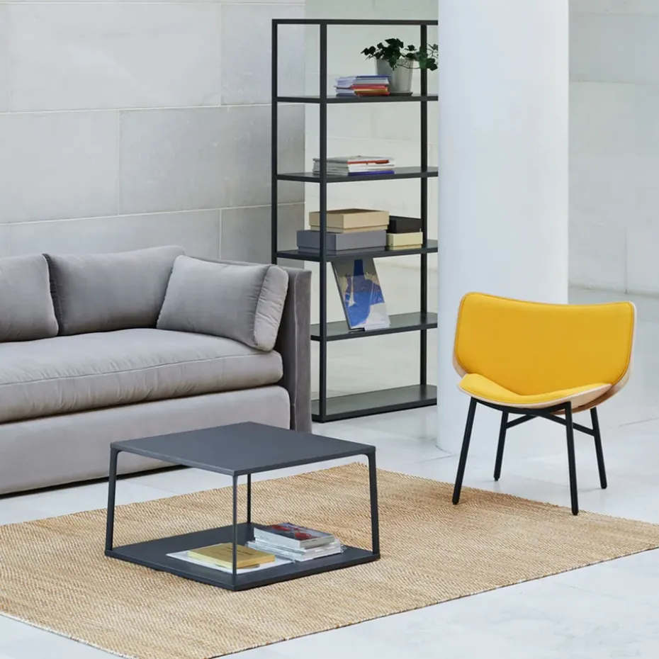 Butaca lounge Dapper, Steelcut trio 446 amarillo-roble-estructura negra