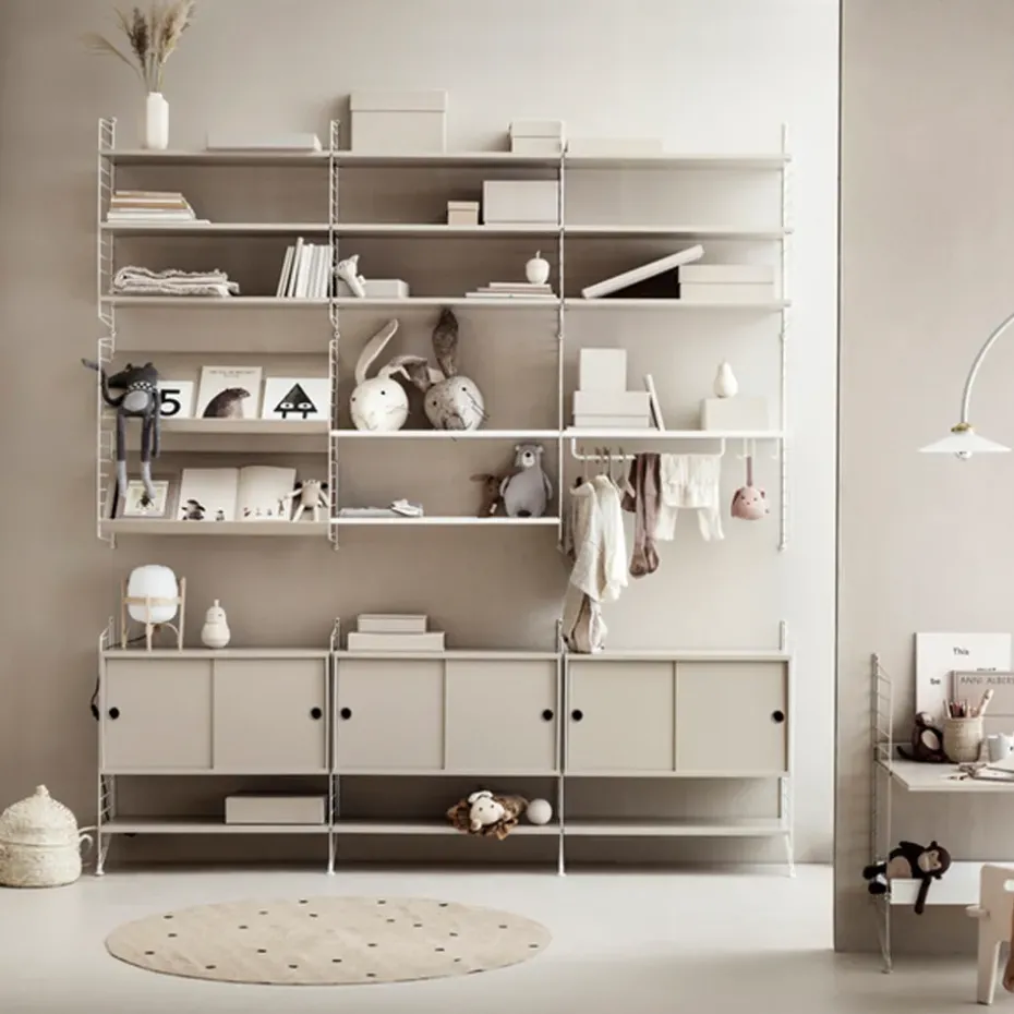 Cabinet con puertas correderas String, Chapa de fresno, 78x20 cm