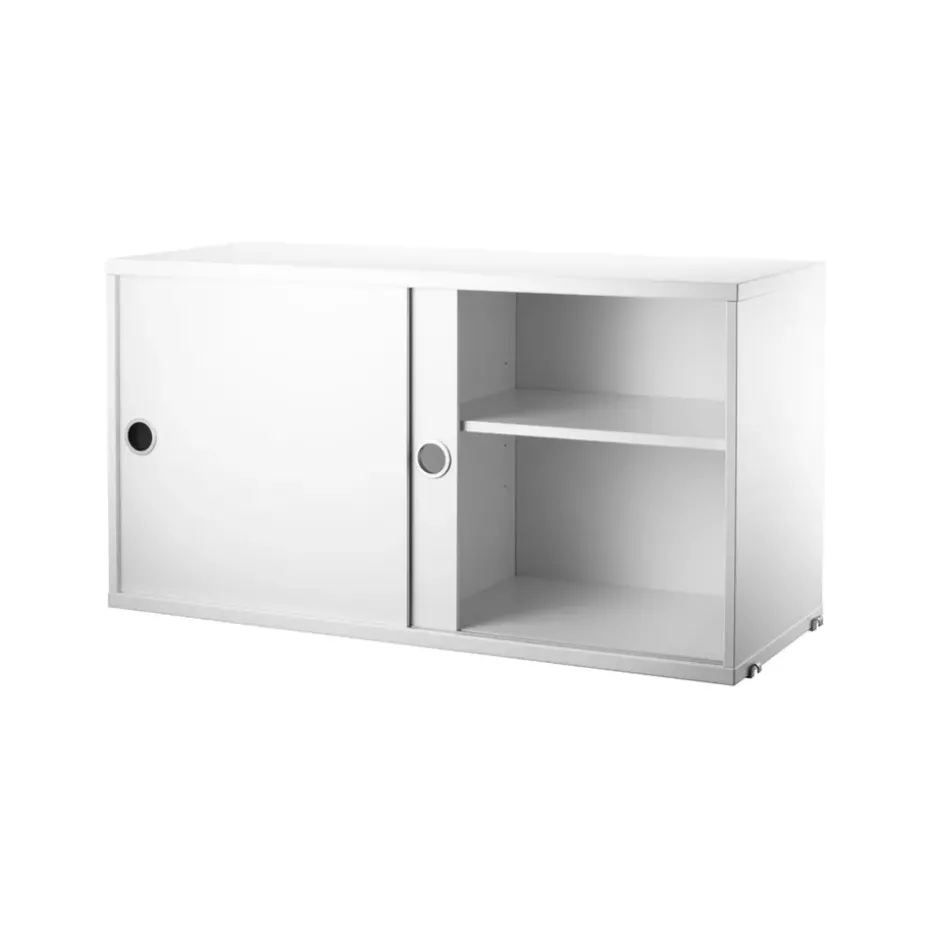 Cabinet con puertas correderas String, Blanco, 78x30 cm