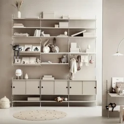 Cabinet con puertas correderas String, Beige, 78x20 cm