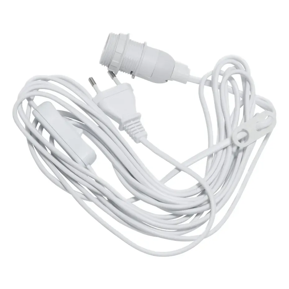 Cable E14 5 m con interruptor, blanco