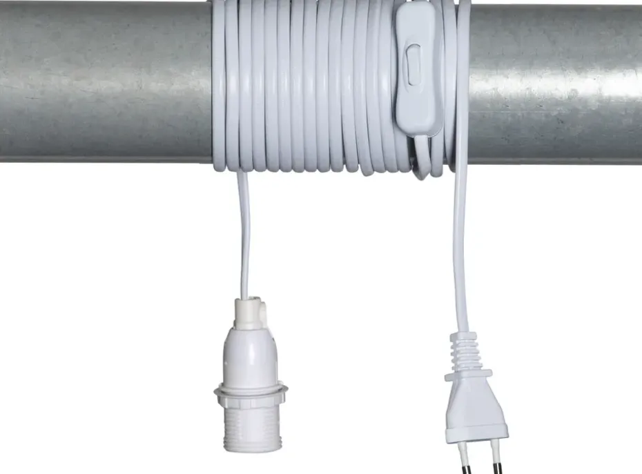 Cable E14 5 m con interruptor, blanco