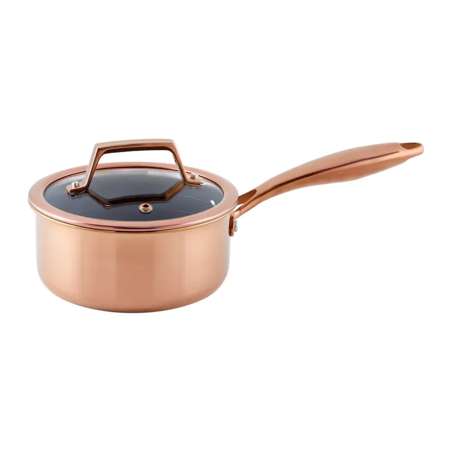 Cacerola con tapa con recubrimiento hybrid coating Hâws Santo 1,5 L, Oro rosado