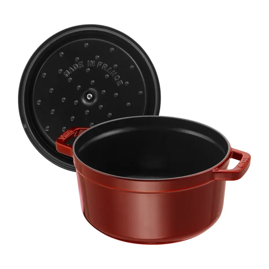 Cacerola de hierro fundido Staub La Cocotte redonda 6,7 L, Rojo granadina