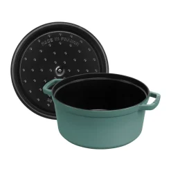 Cacerola de hierro fundido Staub La Cocotte redonda 6,7 L, Madera de eucalipto