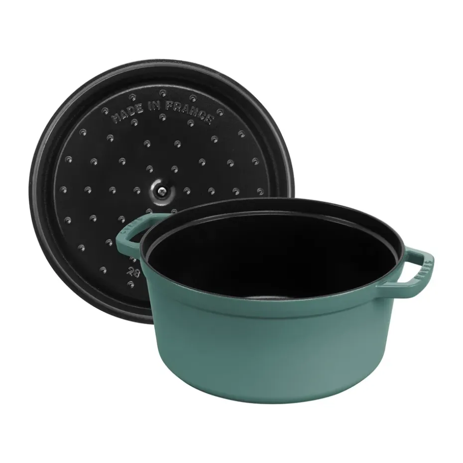 Cacerola de hierro fundido Staub La Cocotte redonda 6,7 L, Madera de eucalipto