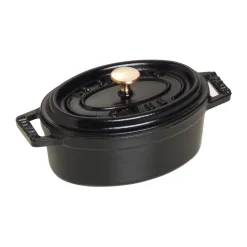 Cacerola mini Staub La Cocotte oval de hierro fundido 0,25 L, Negro