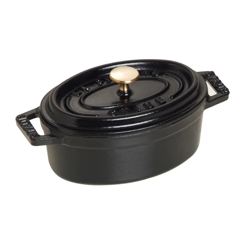 Cacerola mini Staub La Cocotte oval de hierro fundido 0,25 L, Negro