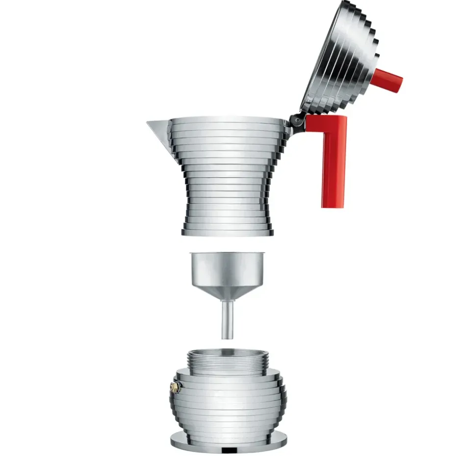 Cafetera de espresso Pulcina 6 tazas, asa roja
