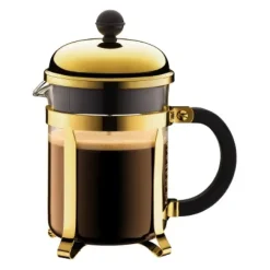 Cafetera de émbolo Chambord dorada, 4 tazas