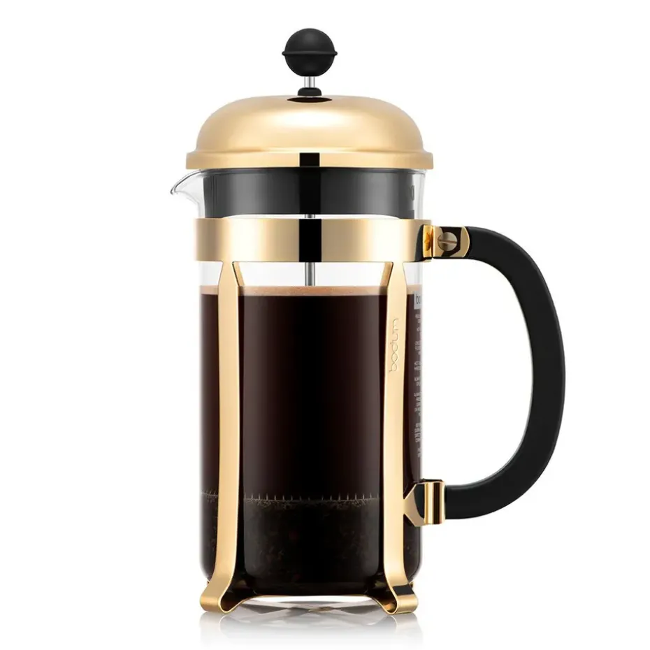 Cafetera de émbolo Chambord dorada, 8 tazas