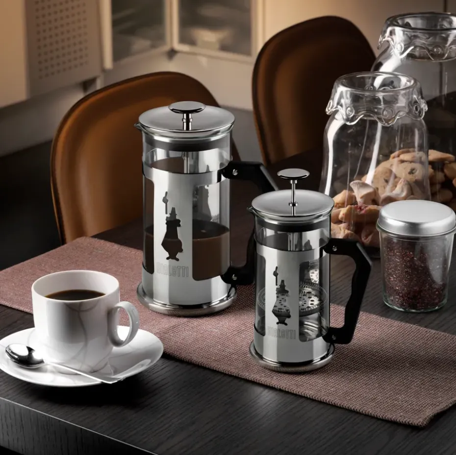 Cafetera de émbolo Preziosa 8 tazas, Plateado-negro