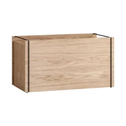 Caja de almacenaje de roble 33x60 cm, Wood, black