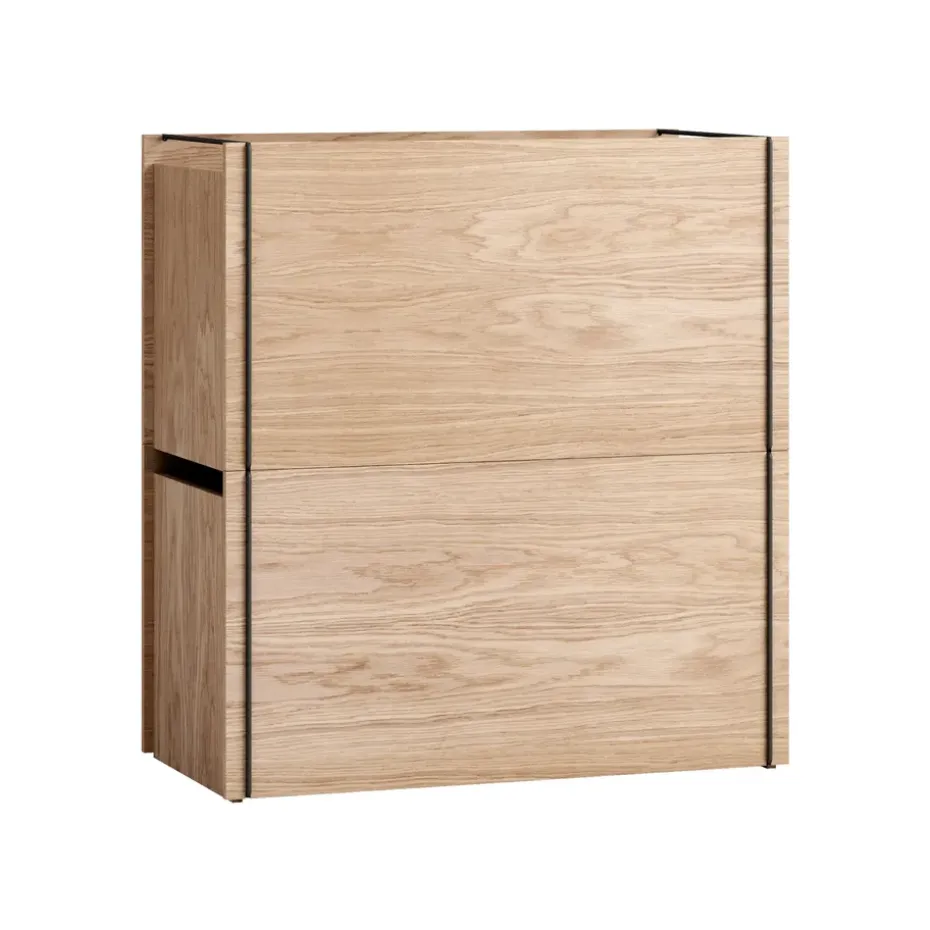 Caja de almacenaje de roble 33x60 cm, Wood, black