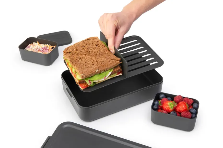 Caja para almuerzo Make & Take Bento grande 2 L, gris oscuro