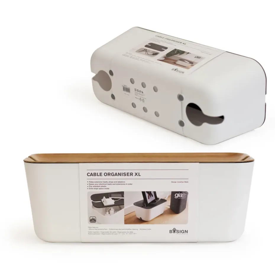 Caja para cables Cable Organiser XL, tapa impresión madera