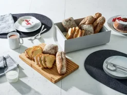 Caja para pan Mattina 34 cm, Gris cálido-bambú