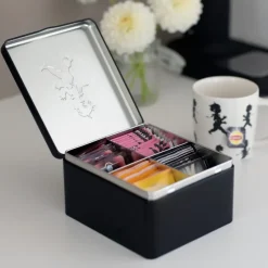Caja para té con compartimentos Solstickan 13,6x15,6 cm, Negro