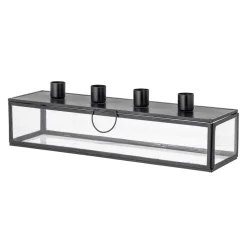Candelabro de adviento Pelo 34 cm, negro-transparente