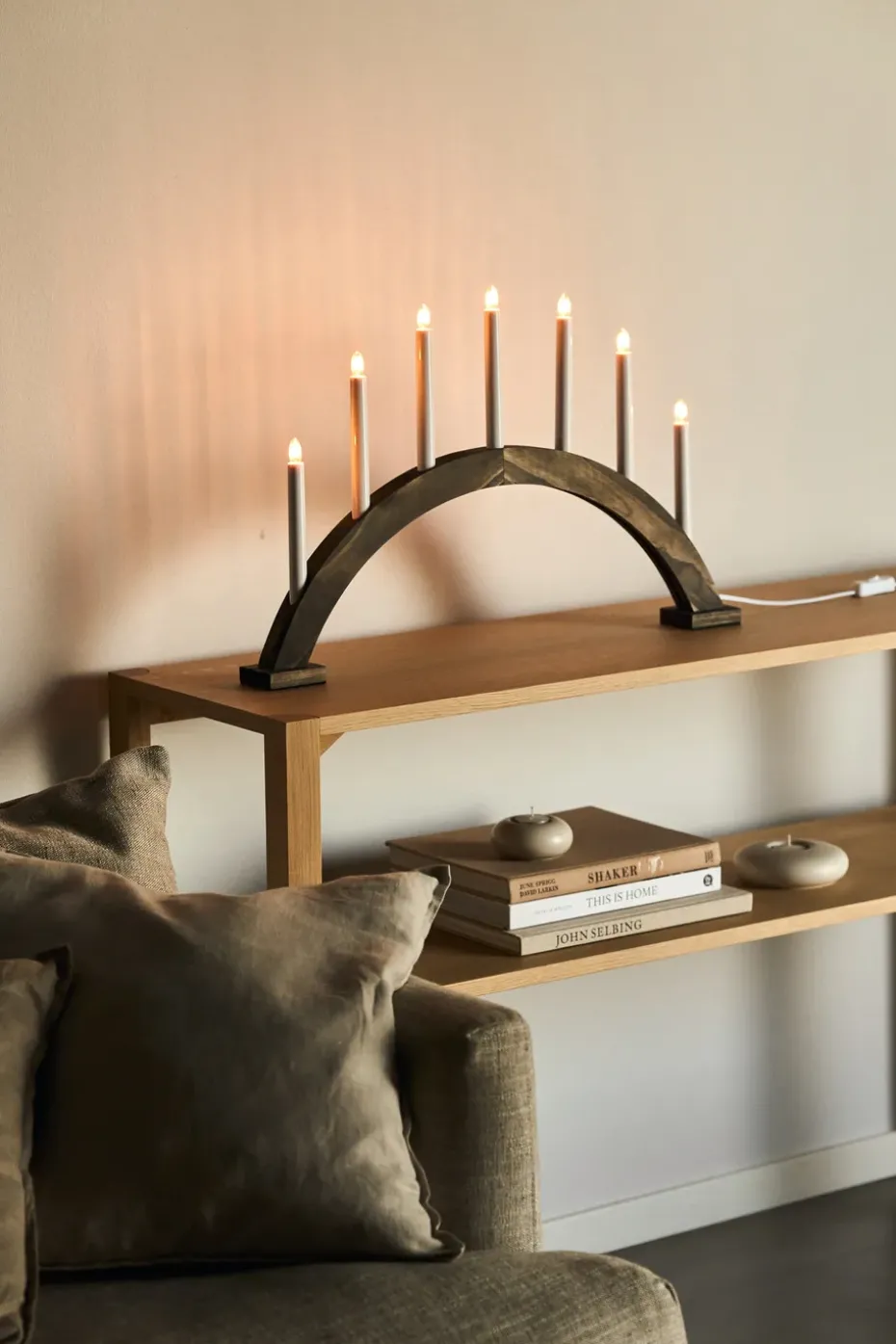 Candelabro de Adviento Sky arco 41 cm, teñido oscuro