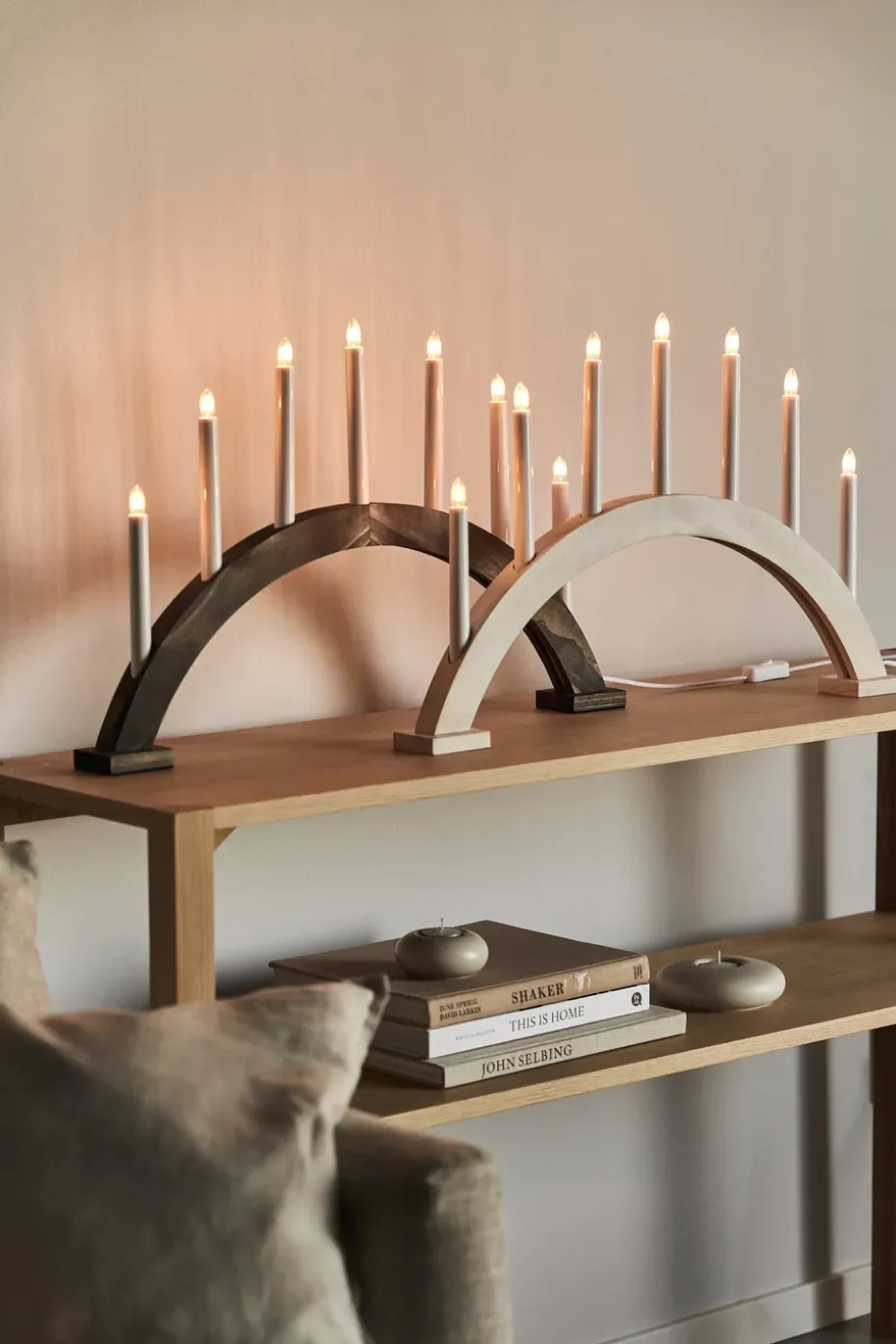 Candelabro de Adviento Sky arco 41 cm, teñido oscuro