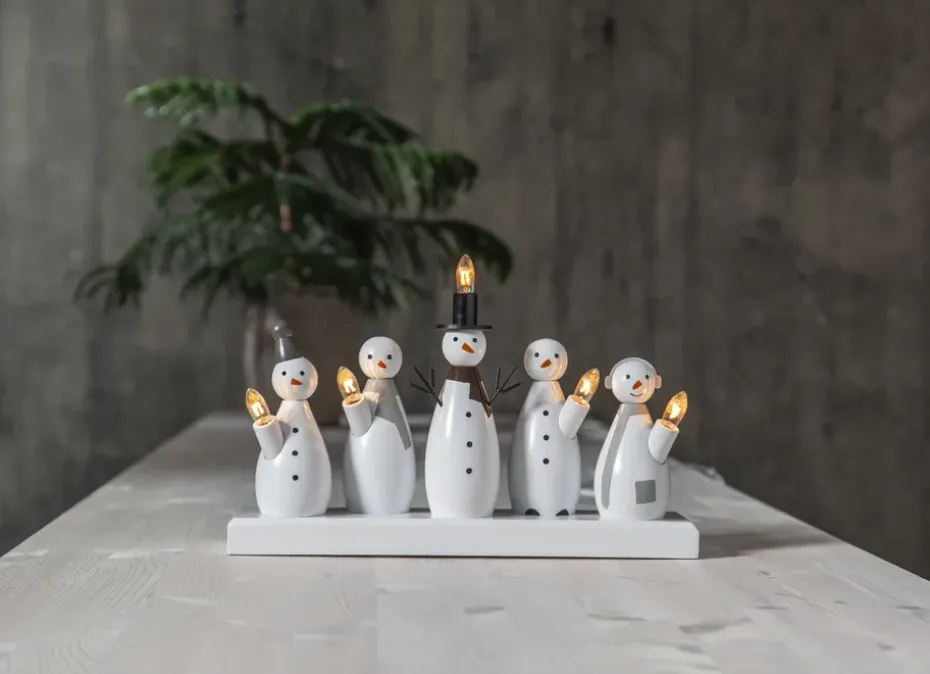 Candelabro de Adviento Snowman, blanco