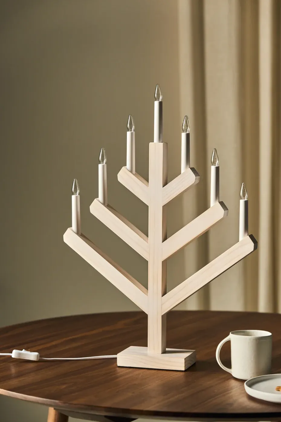 Candelabro de AdvientoPine 62 cm, esmaltado blanco