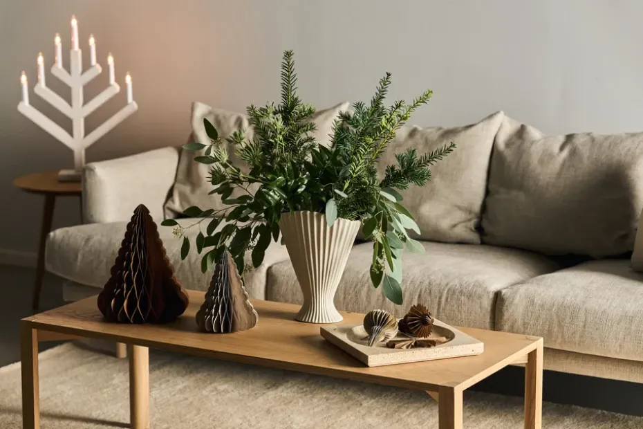 Candelabro de AdvientoPine 62 cm, esmaltado blanco