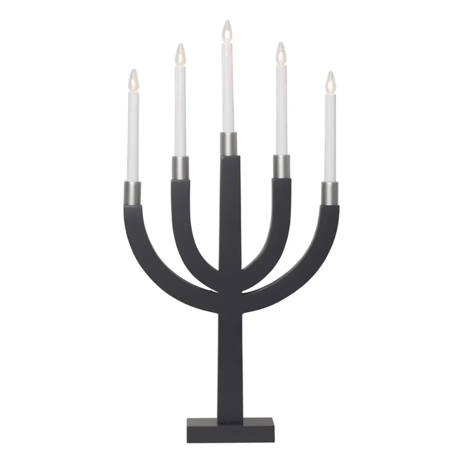 Candelabro eléctrico Elias, gris oscuro