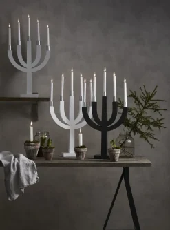 Candelabro eléctrico Elias, gris oscuro