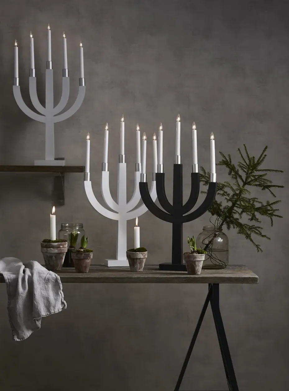 Candelabro eléctrico Elias, gris oscuro