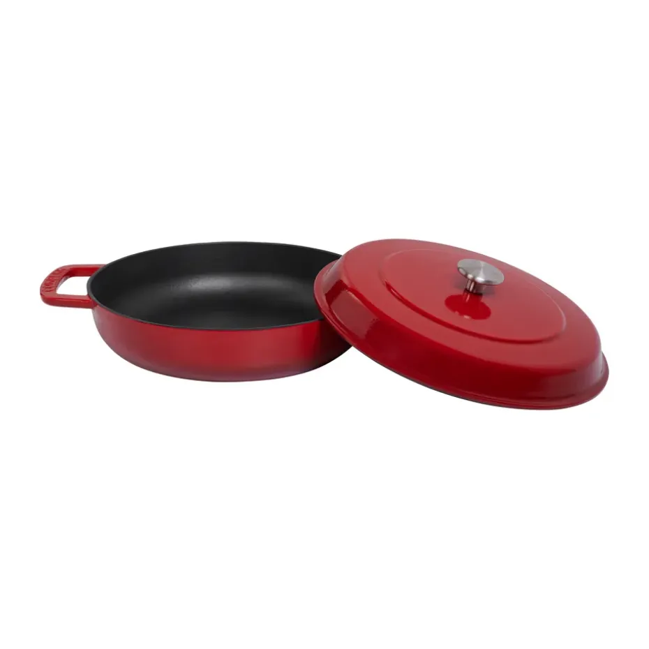 Cazuela de hierro fundido esmaltado Combekk Enameled Ø28 cm, Pomo cherry-silver