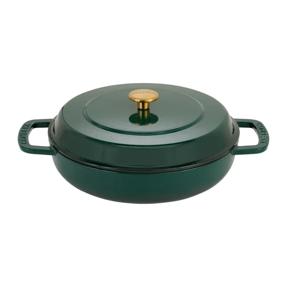 Cazuela de hierro fundido esmaltado Combekk Enameled Ø28 cm, Holly Green-pomo gold