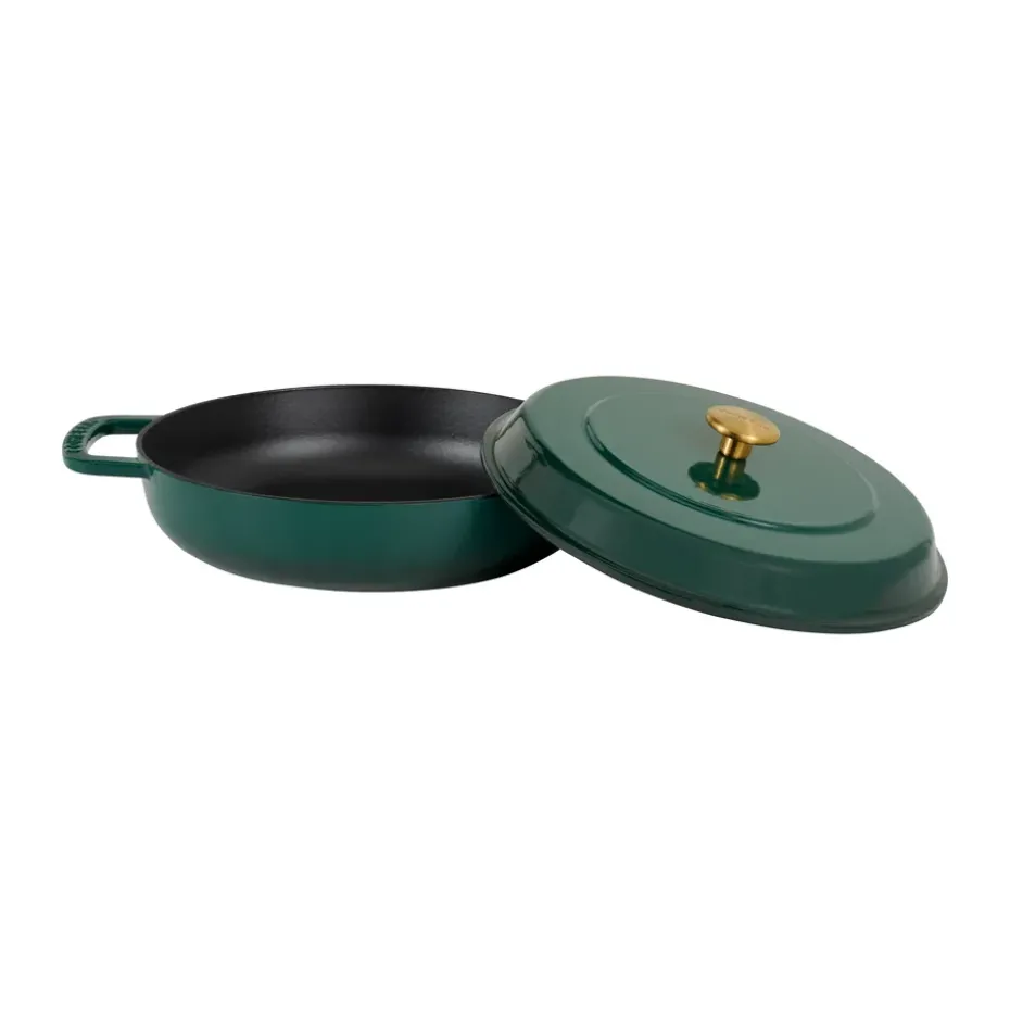 Cazuela de hierro fundido esmaltado Combekk Enameled Ø28 cm, Holly Green-pomo gold